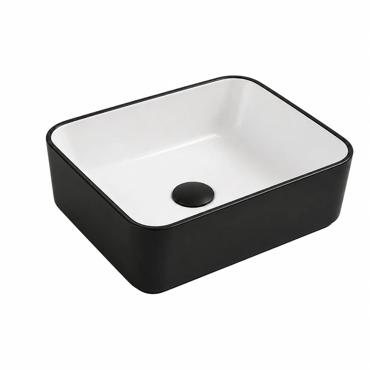 Ovalín rectangular negro y blanco para baño elegante en Lima