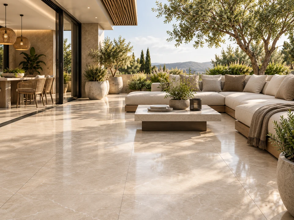 Terraza moderna con porcelanato resistente para exteriores en Lima